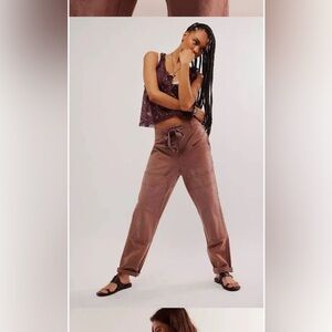 Free People Pull-On Pants S Brown Cargo Utility pants